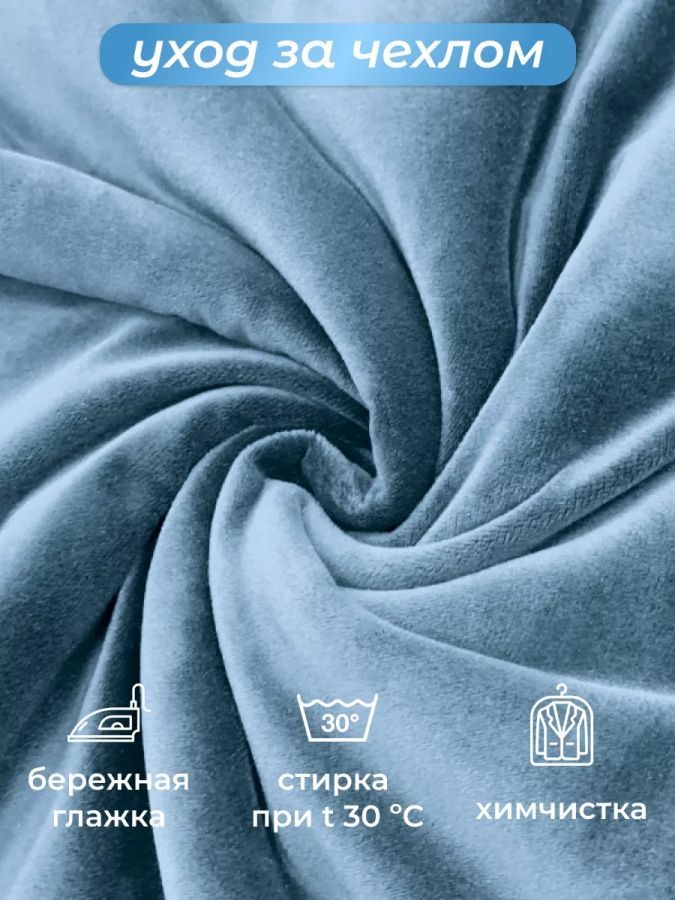 Чехол на 3-х местный диван  без оборки Бархат, голубой