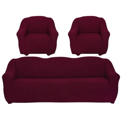 Комплект чехлов на  диван и 2 кресла без оборки Жаккард  ,бордовый