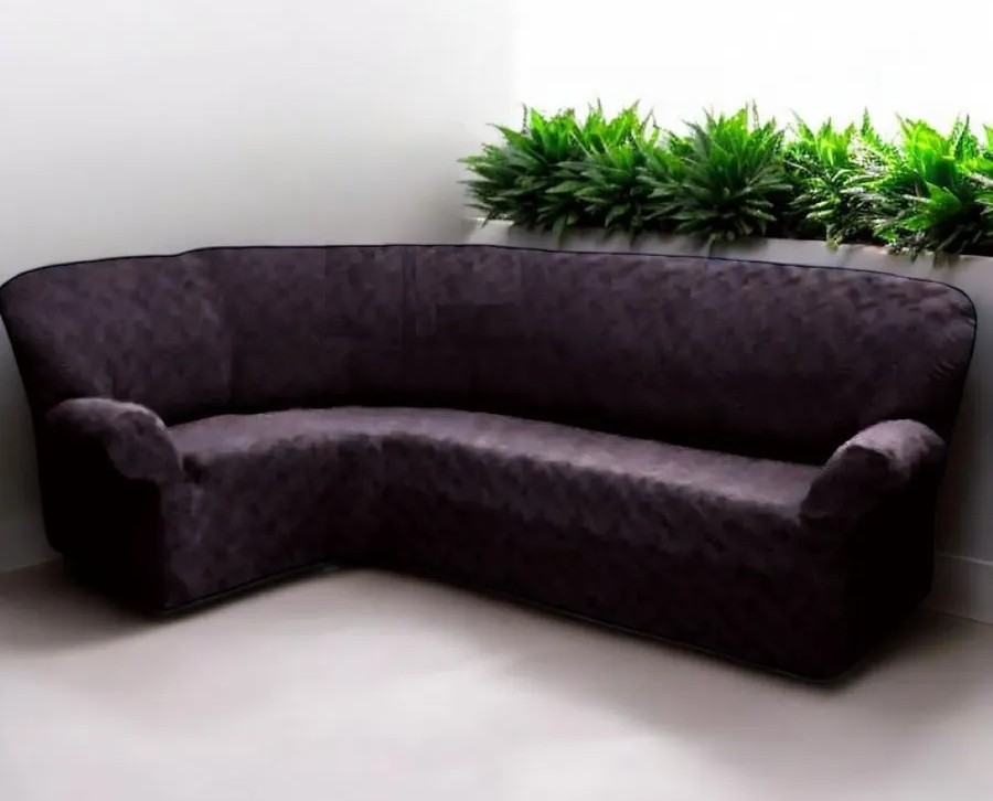 Чехол на угловой диван без оборки Жаккард, шоколадный