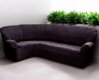 Чехол на угловой диван без оборки Жаккард, шоколадный