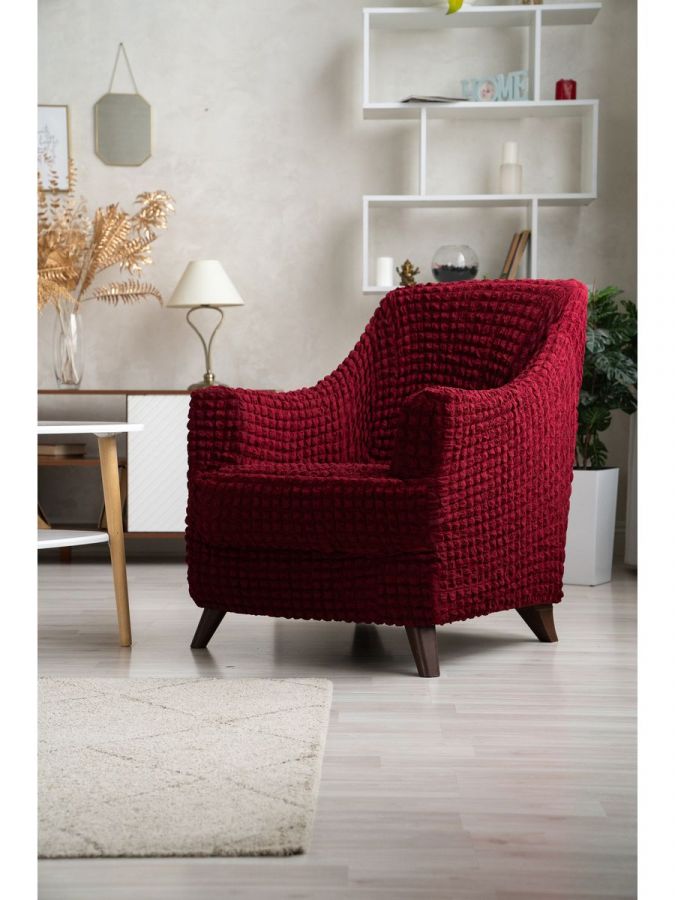 Чехол на кресло без оборки 1 шт.,Бордовый