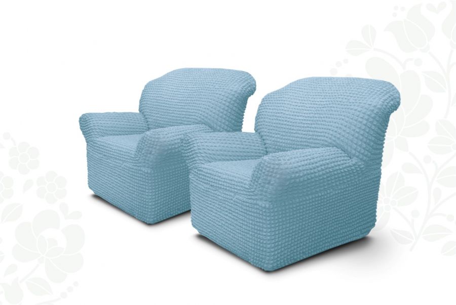 Чехлы на 2 кресла без оборки ,Голубой