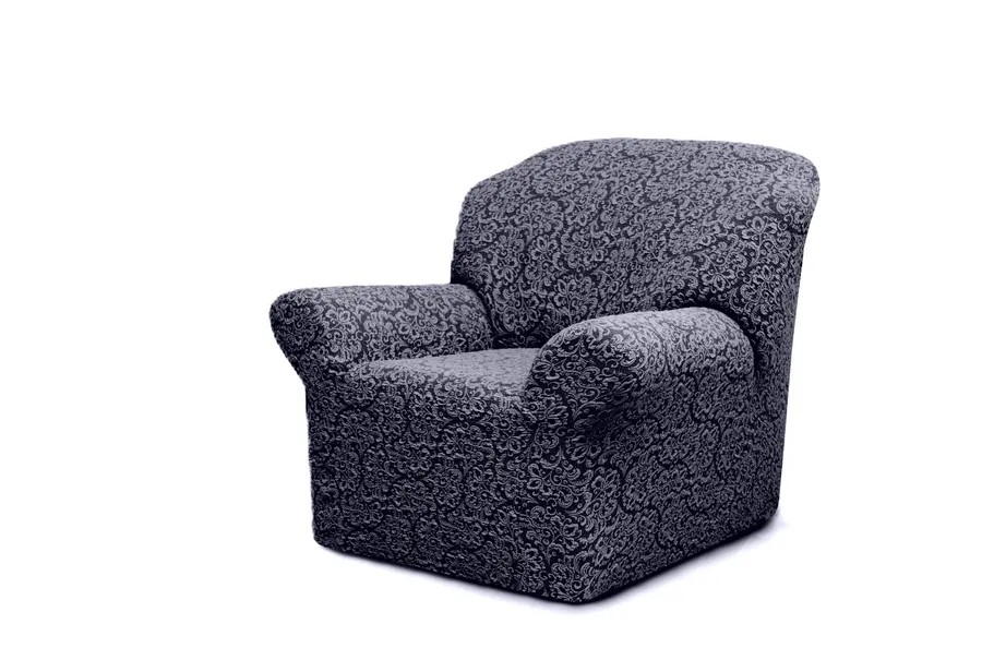 Чехол на кресло без оборки 1 шт. Жаккард ,серый