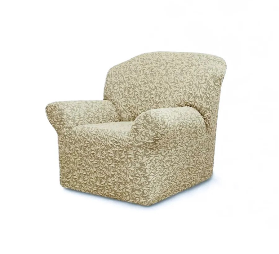 Чехол на кресло без оборки 1 шт. Жаккард ,ванильный