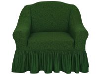 Чехол на кресло с оборкой 1 шт Жаккард. зеленый