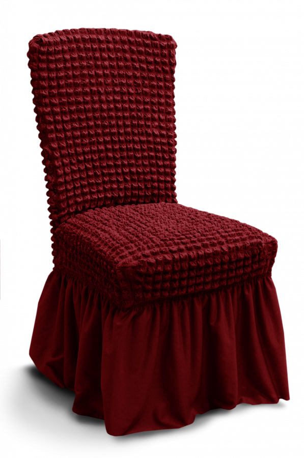 Чехол на стул с оборкой  ,Бордовый