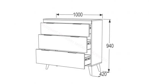 Комод  Ольга 4 Дуб золотистый/Креатель