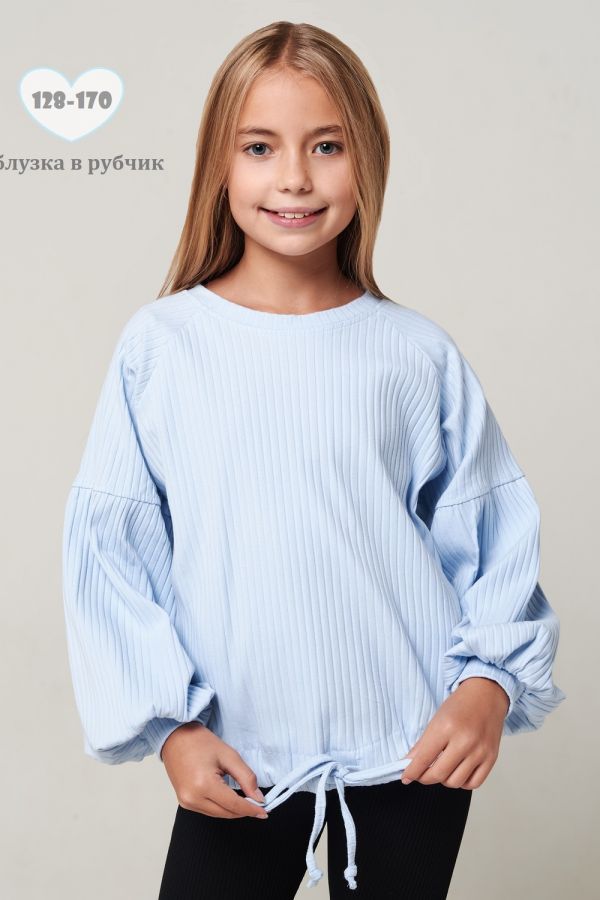 Блузка Кассандра длинный рукав [голубой]