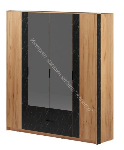 Шкаф 4-х дверный Ольга 4 Дуб золотистый/Креатель