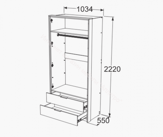 Шкаф 2-х дверный Ольга 4 Дуб золотистый/Креатель