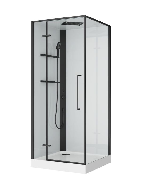 Душевая кабина BelBagno UNO-CAB-A-1-90-C-NERO-Bi-TOP-L, левая