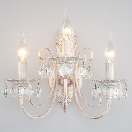 Бра Alda 3305/3 белый с золотом/прозрачный хрусталь Strotskis