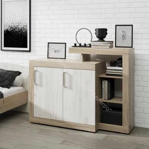 Комод "Ольга 19" Дуб крафт белый/Дуб крафт серый