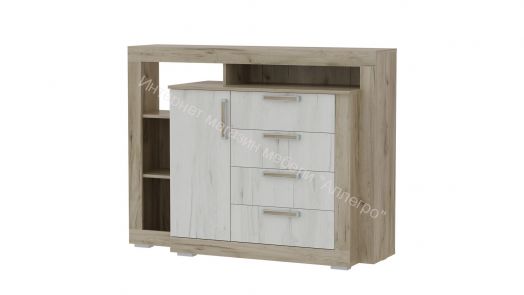 Комод 1 "Ольга 19" Дуб крафт белый/Дуб крафт серый