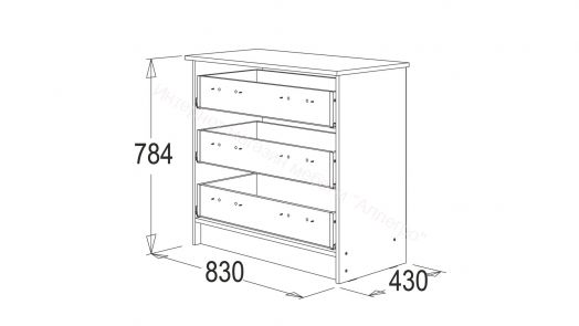 Комод "Фант" с 3-мя ящиками Ясень анкор темный/Ясень анкор светлый
