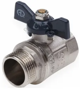 КРАН  шар. 1" (ДУ25)  ВР-НР бабочка НИКЕЛЬ