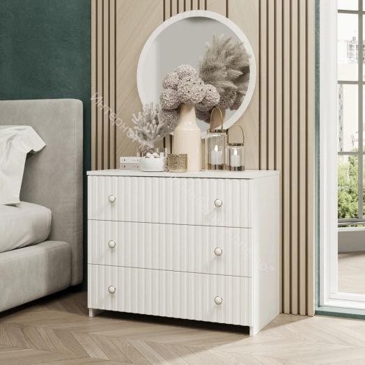 Комод - 5 (Фант) Белый/Белая берёза