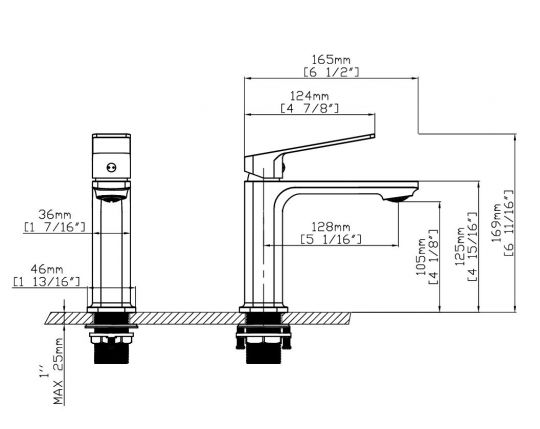Смеситель для раковины Core VBF-4CO1 однорычажный схема 2