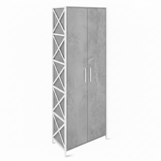 ЛОФТ-12 Шкаф для одежды (700х370х1900 мм) Бетон / Белый