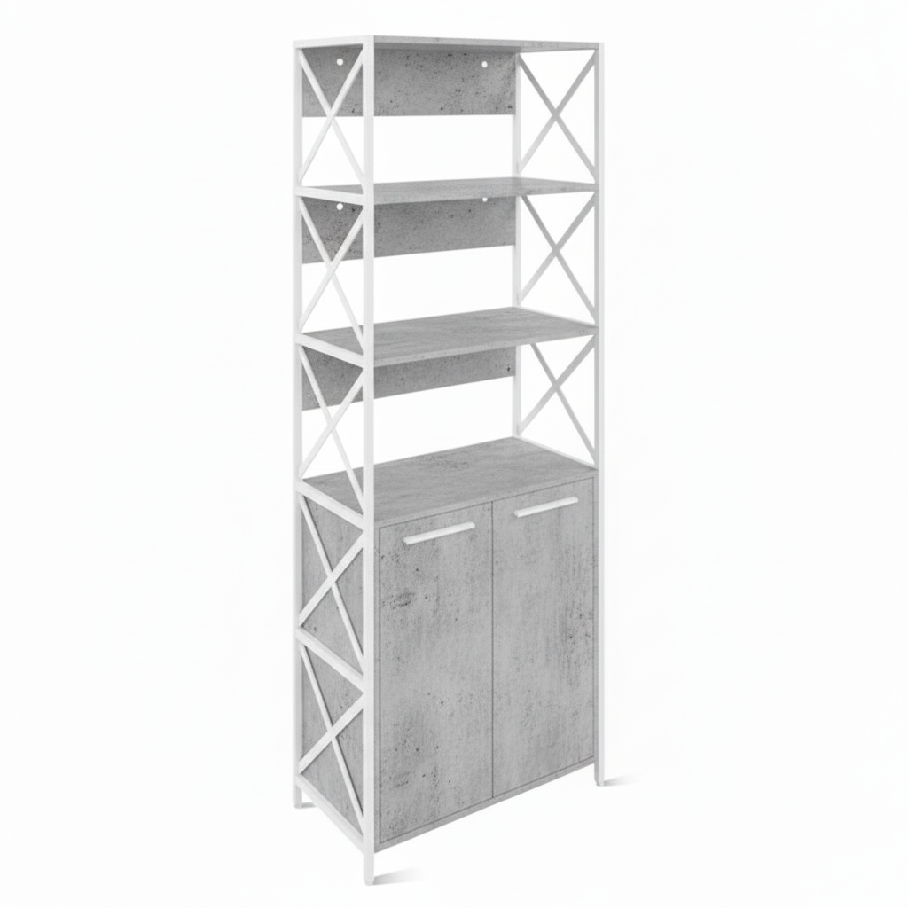 ЛОФТ-10 Шкаф для документов (700х370х1900 мм) Бетон / Белый