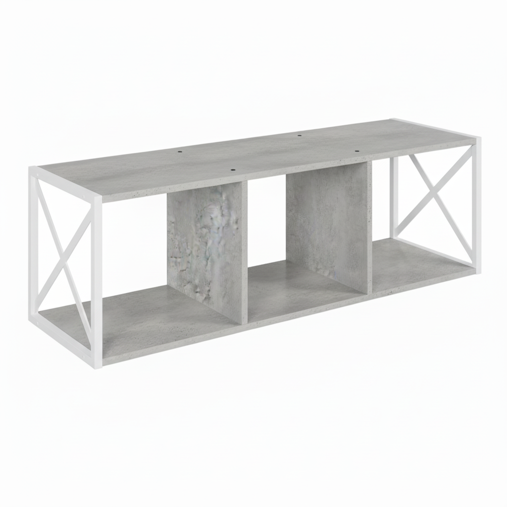 ЛОФТ-8 Полка навесная 3 секции (1200х370х383 мм) Бетон / Белый