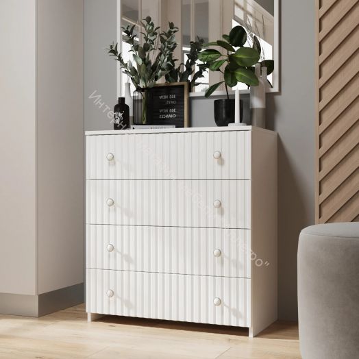 Комод - 4 (Фант) Белый/Белая берёза