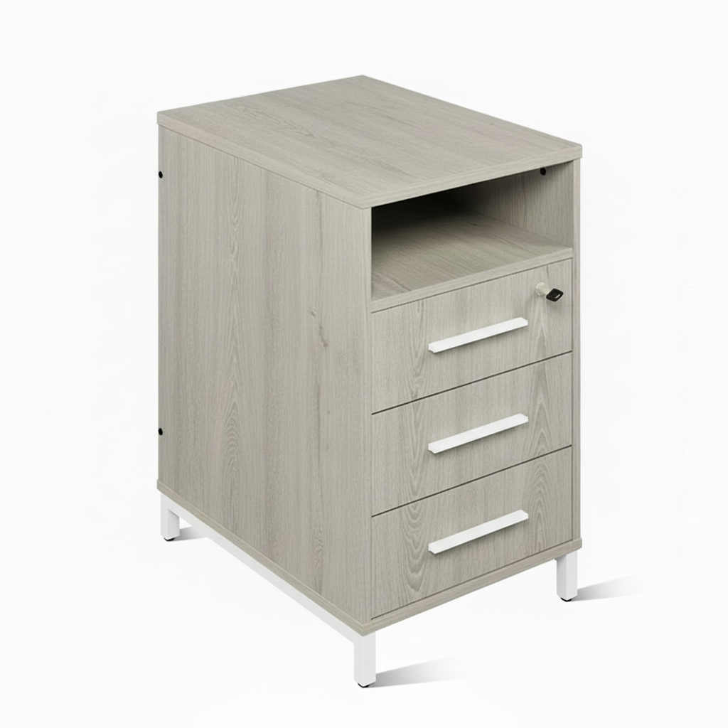 ЛОФТ-5 Тумба приставная с замком (450х600х750 мм) Дуб Канадский / Белый