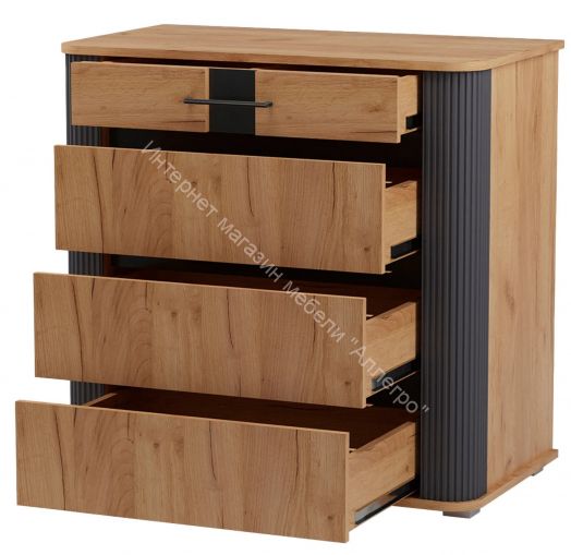 Комод Ольга 2 с 4-мя ящиками Дуб золотистый/Антрацит