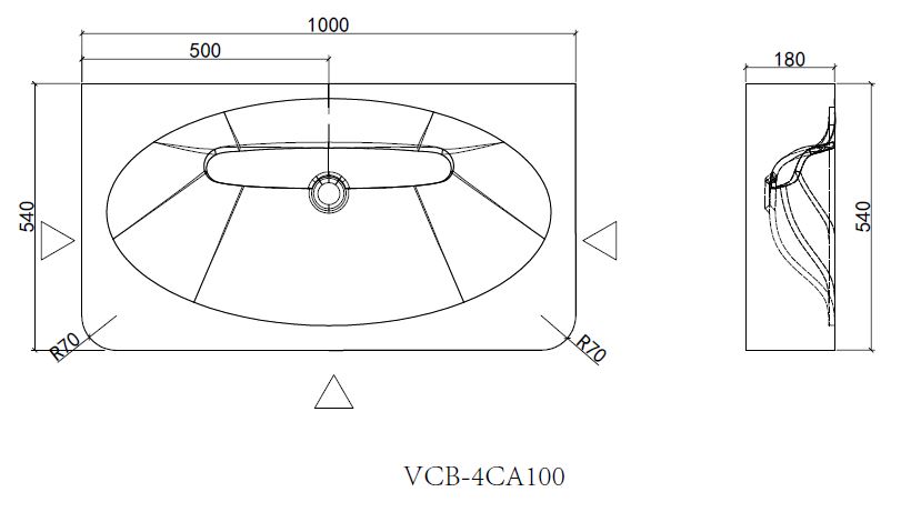 Раковина Vincea Caprise VCB-4CA100MW мебельная накладная из Corian 100х54 см ФОТО