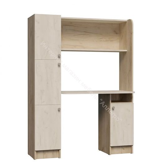 Стол письменный "Омега 2" с надстройкой Дуб крафт серый/Дуб крафт белый