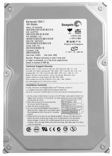 Накопитель HDD 3,5" 160Гб IDE 7200 об/мин Seagate 3160023A