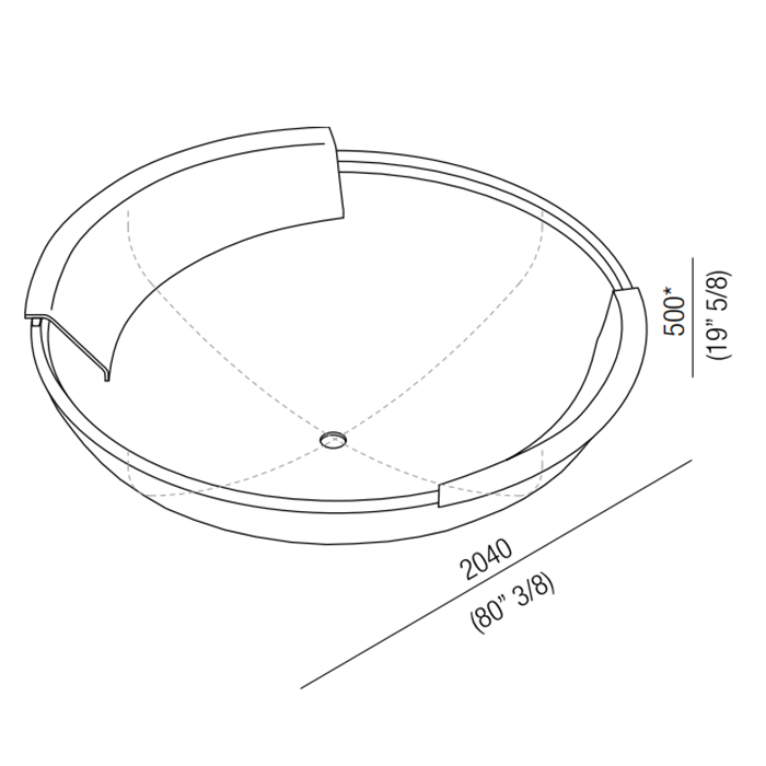 Круглая отдельностоящая ванна Agape Ufo AVAS0906DZG 204x204 см ФОТО