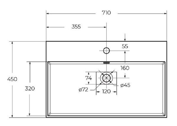 Раковина мебельная из искусственного мрамора Cezares 71х45х11,5 ФОТО