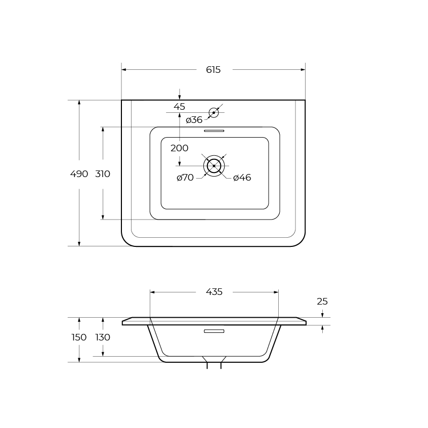 Раковина мебельная из искусственного мрамора Cezares 61х49х14 ФОТО