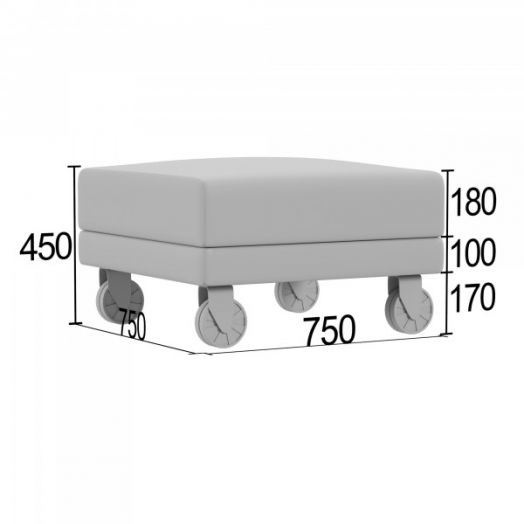 Пуф квадратный Тэтор-Офис на колесах