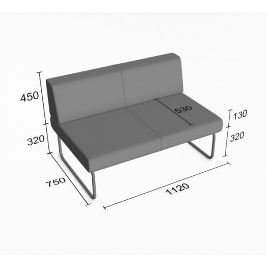 Диванная секция Слендер А двойная без подлокотников