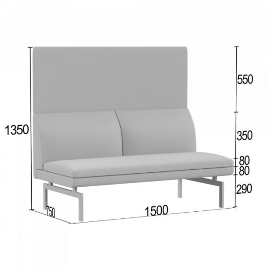 Диванная секция Асмунг В двойная без подлокотников