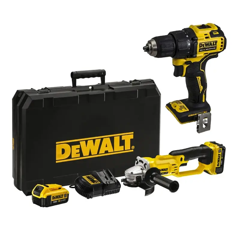 DeWalt DCG412M2DD-RK набор инструментов шуруповерт и угловая шлифмашина (2 x 4 Ач, ЗУ)