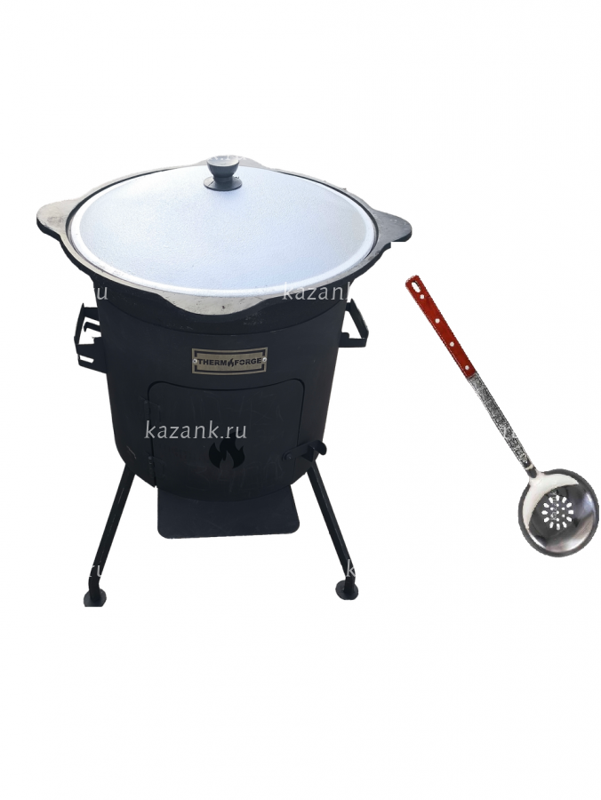 Казан 12л+печь с дверцей без трубы+шумовка