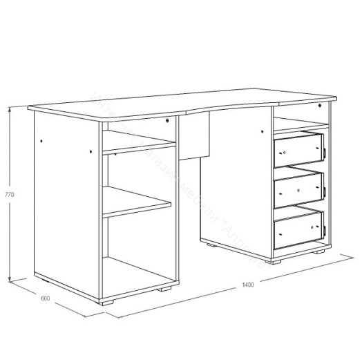Стол письменный №3 Омега 16 с 3-мя ящиками