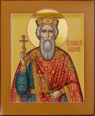 Рукописная икона князь Владимир 17х21см (ковчег, нимб-сусальное золото)