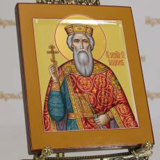 Рукописная икона князь Владимир 17х21см (ковчег, нимб-сусальное золото)