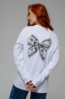 8513/1 Футболка с длинным рукавом женская [белый+Доллар]