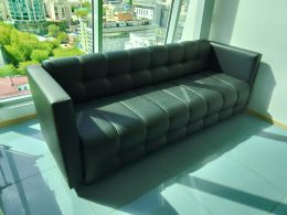 Диван Босс 215см черная экокожа (ш2150*г750*в750мм)