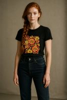 8589 футболка унисекс [черная+хохлома]