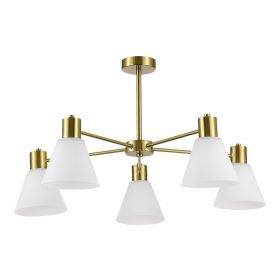 SLE1561-302-05 Светильник потолочный Латунь/Белый E27 5*60W