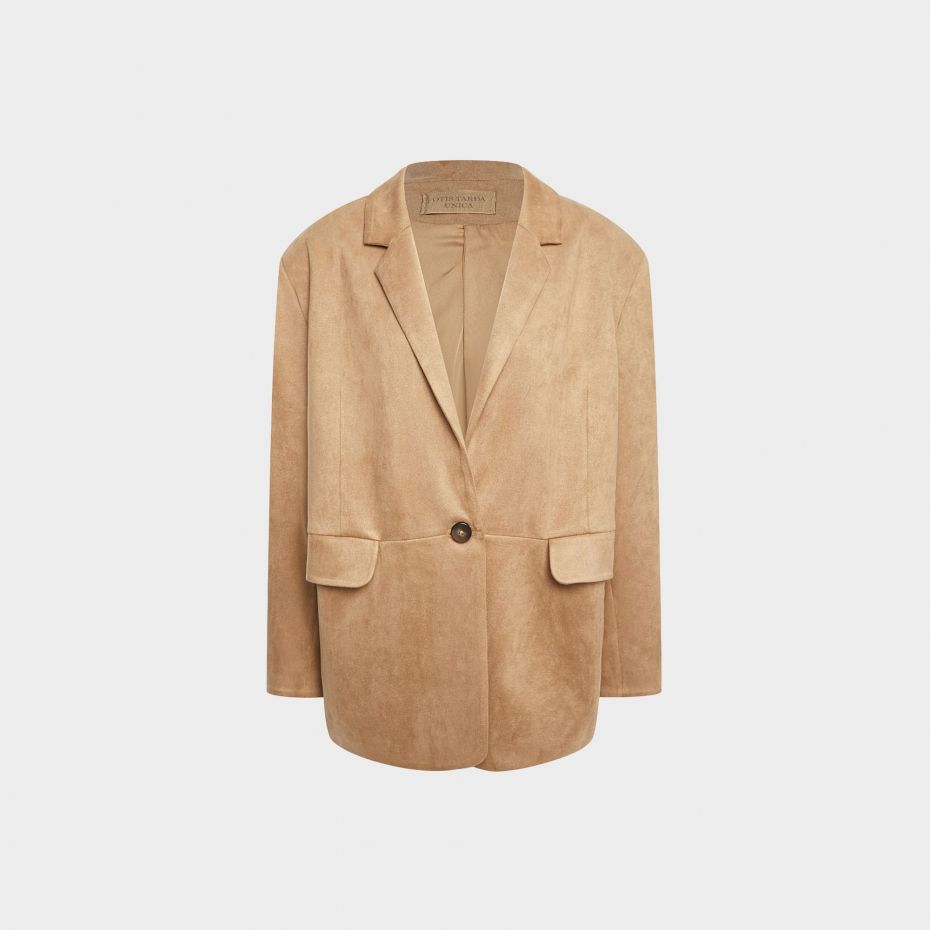 Замшевый трикотажный жакет в цвете mocha mousse