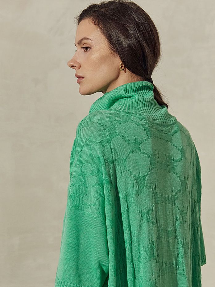 Изумрудно-зелёное платье-футболка из шерсти мериноса