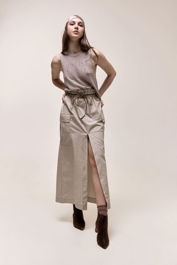 Серый фактурный вязаный топ из бамбуковой вискозы