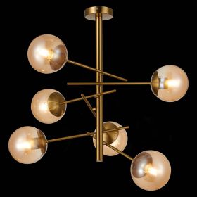 SLE1099-312-06 Светильник потолочный Латунь/Коньячный E27 6*60W.